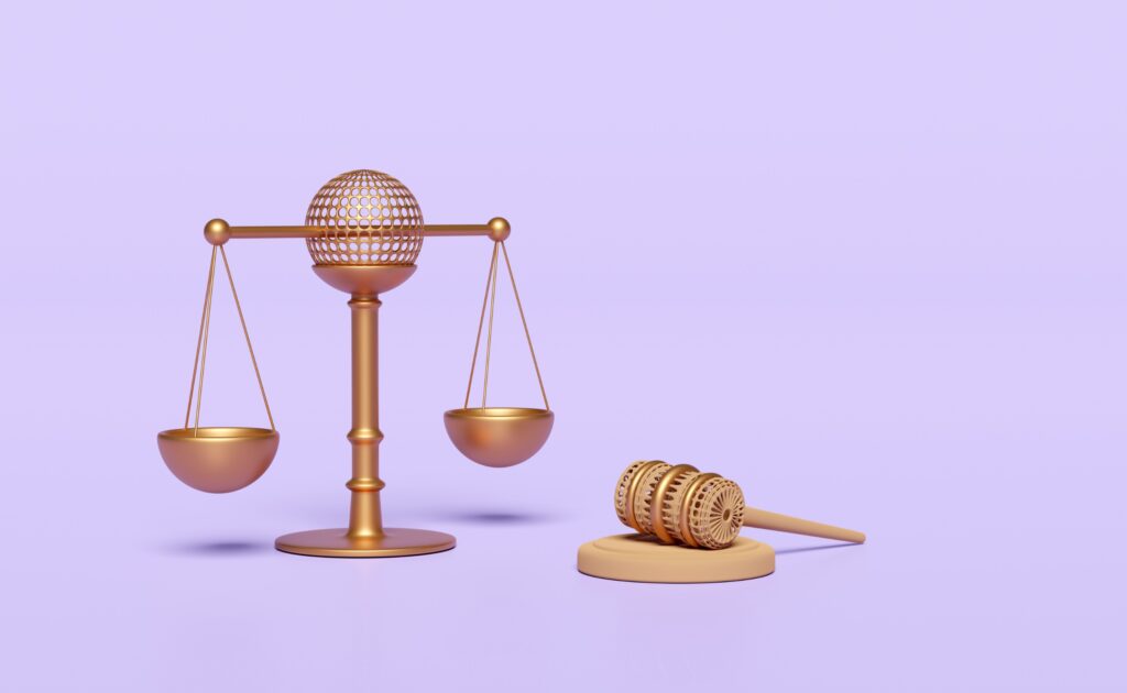 Scales and gavel representing justic system